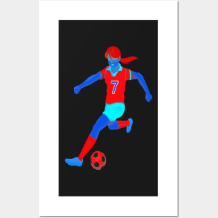 NEON GIRL SOCCER PLAYER Posters and Art